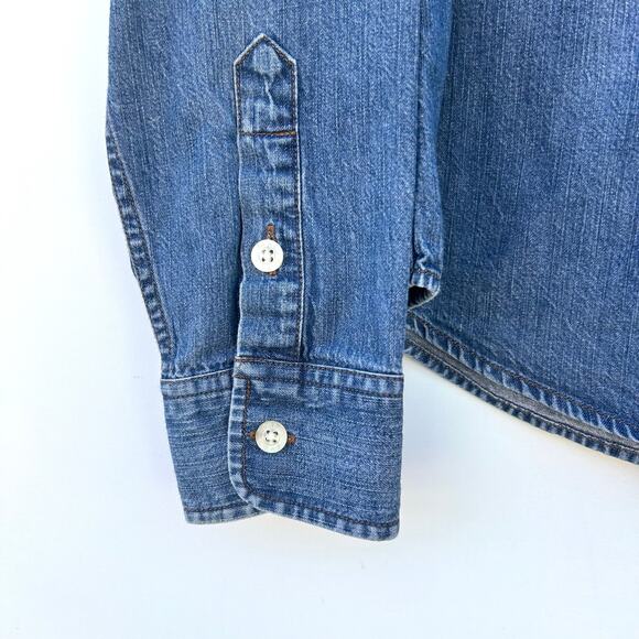Vintage Ralph Lauren Jeans Cotton Denim Button Down Shirt Western Hong Kong M - Picture 6 of 8